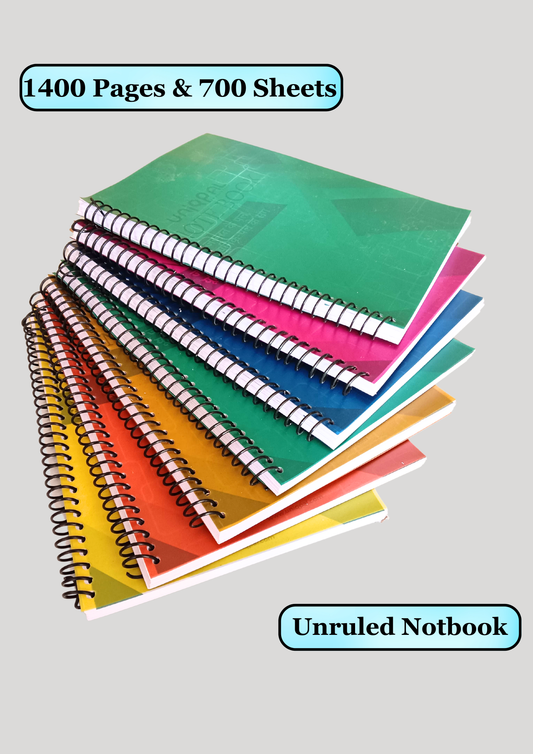 Versatile A4 Spiral plain Notebook set of 7 - Ideal for Sketching, Note-Taking, and Creative Expression